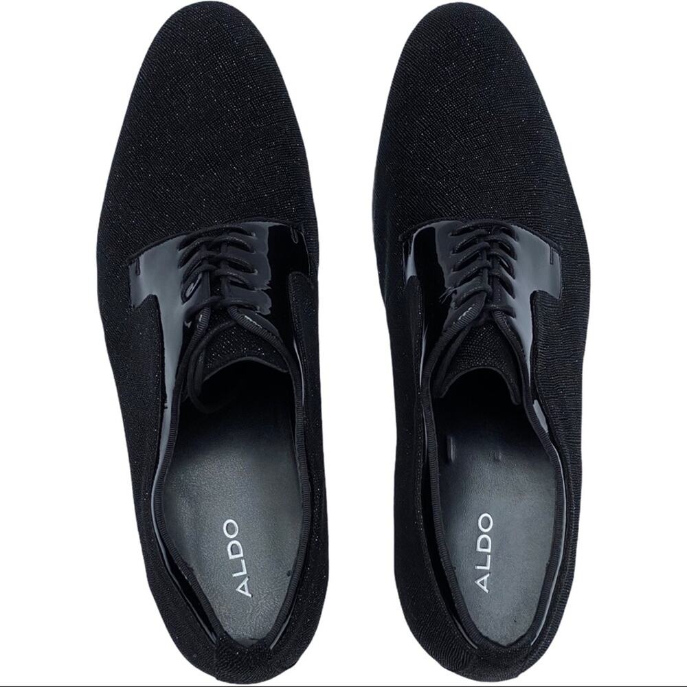 Aldo Mens 12 Dress Shoe Formal Patent tie shine sparkle Classic Aloalian 92